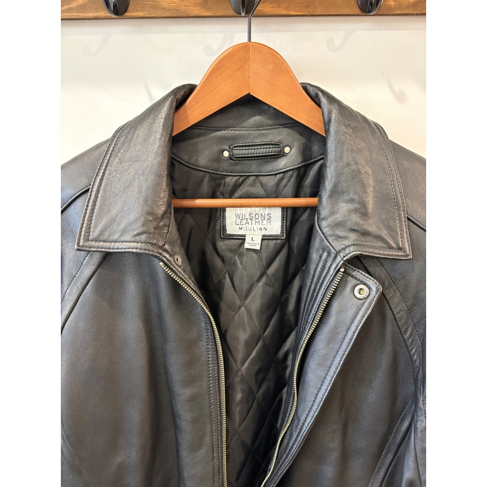 Wilsons Leather M. Julian Black Leather Bomber Jacket - Picture 3 of 10
